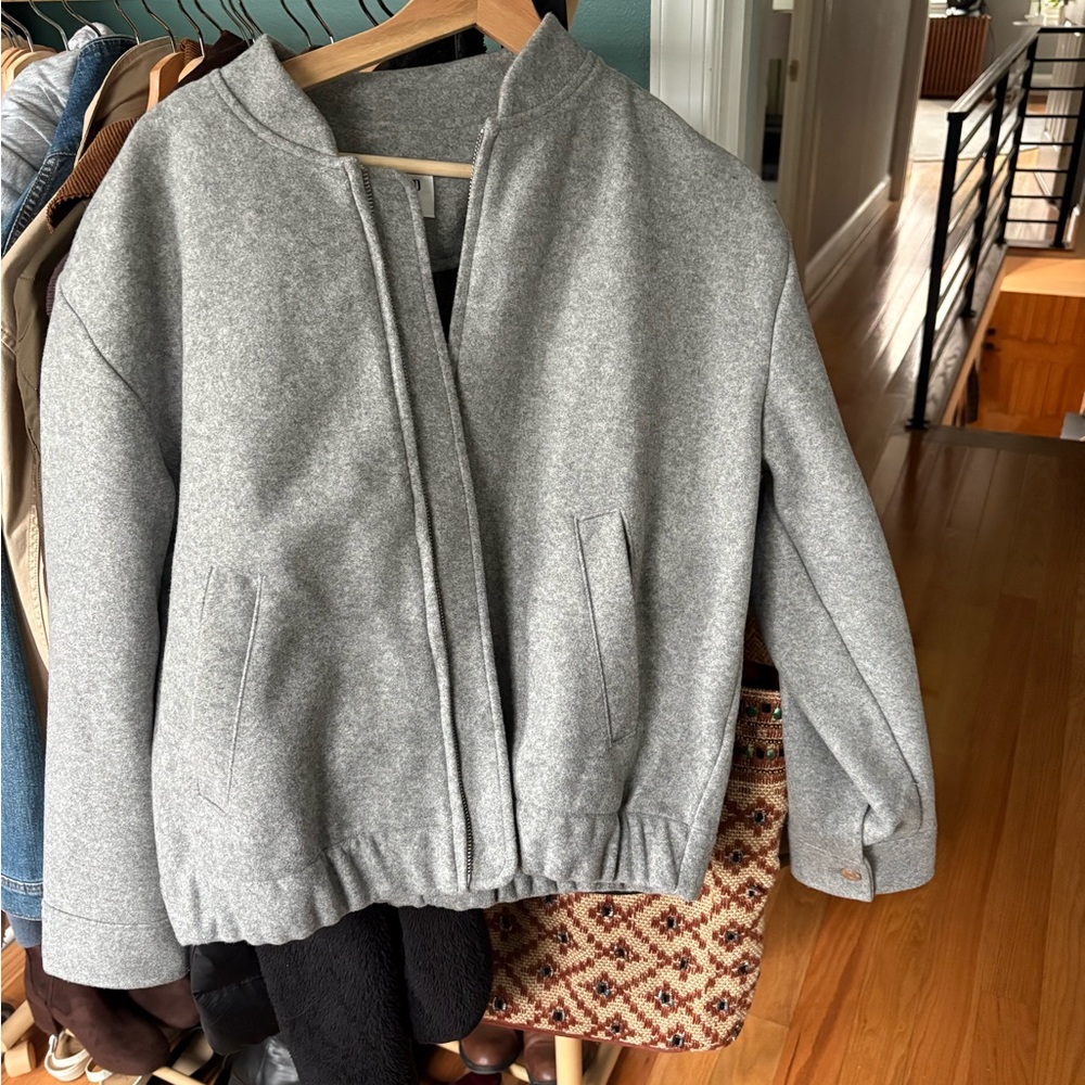 GAP Heather Gray Zip-Up Jacket